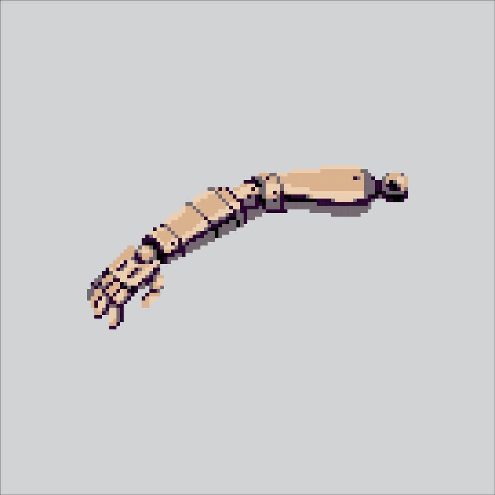 Pixel art Futuristic Robotic Metal Arm icon Illustration for game design vector