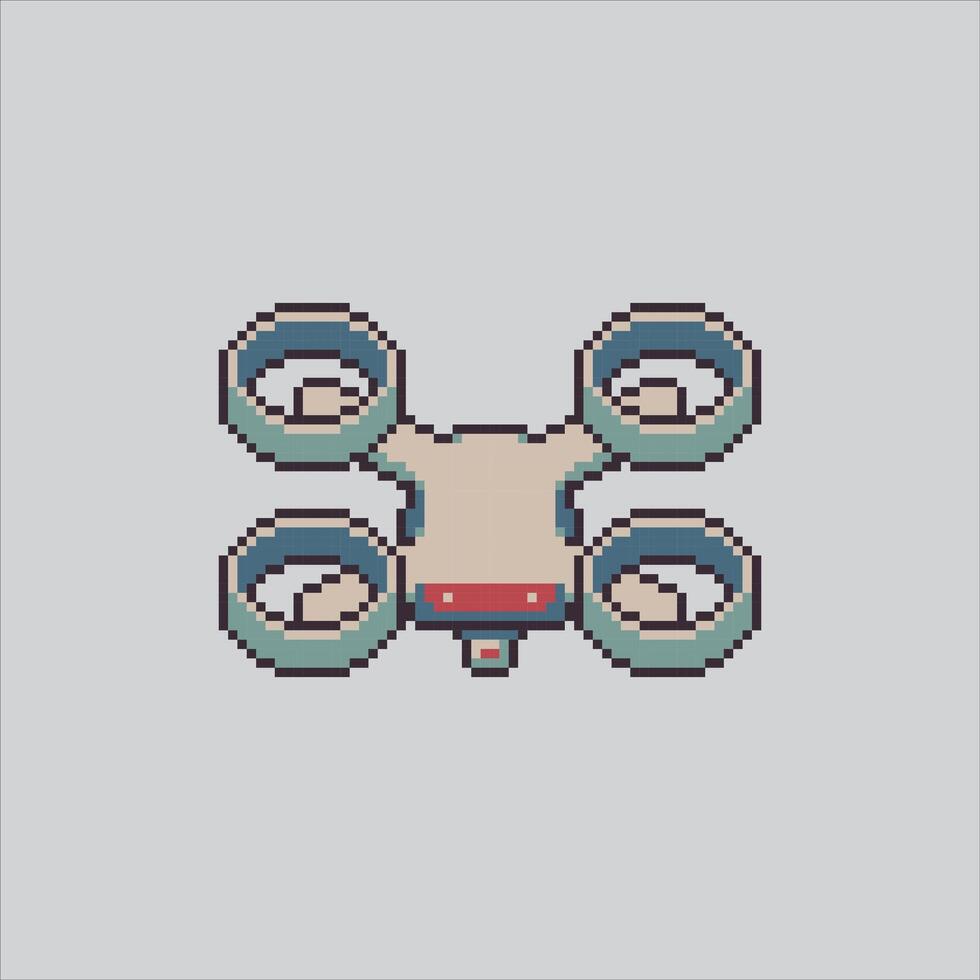 Pixel art illustration Quadcopter Drone. Pixelated Flying Drone. Quadcopter Flying Drone Icon pixelated for the pixel art game and icon for website and game. old school retro. vector