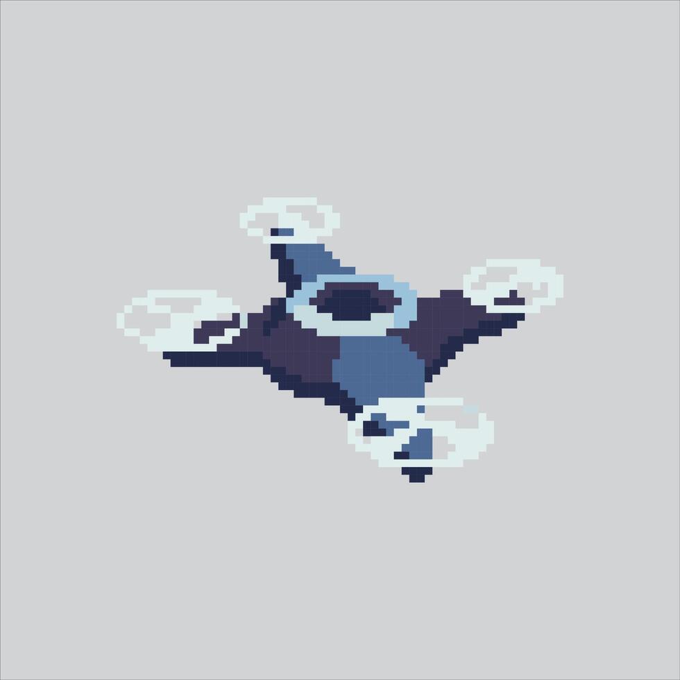 Pixel art Quadcopter Flying Drone icon Illustration for game design vector