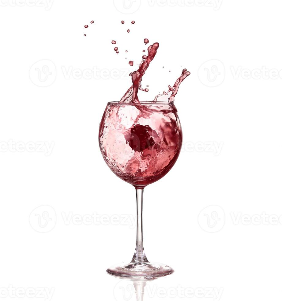 Red wine splash isolated on white background photo