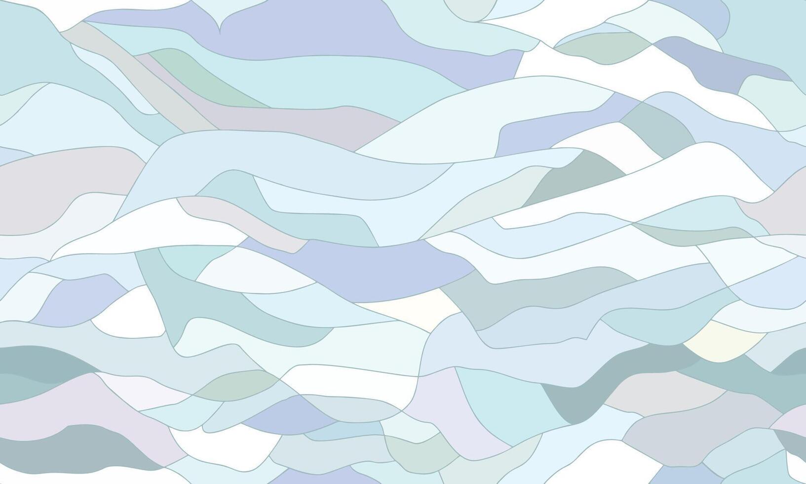 Sky blue cracks texture with stained glass tiffany effect. Cold pastel colors mosaic glued together pieces of different shades in the form of stylized waves. Elegant seamless broken background vector