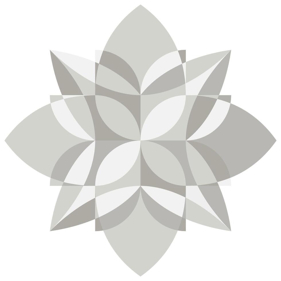 Mysterious four-leaf flower. Mandala, chakra symbol. Geometry chevron ornament vector