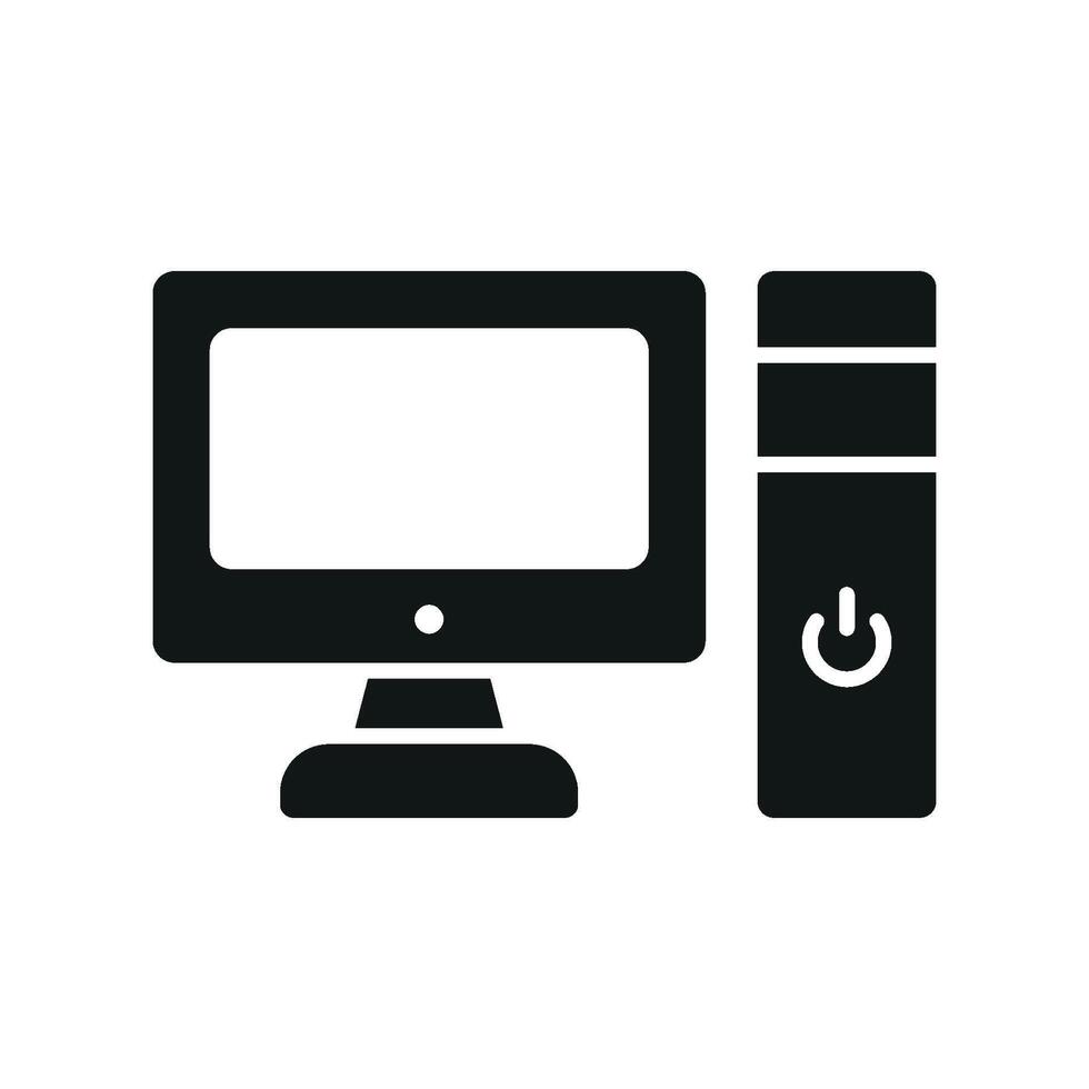 Desktop computer icon for office tools work apps and virtual meeting platforms vector