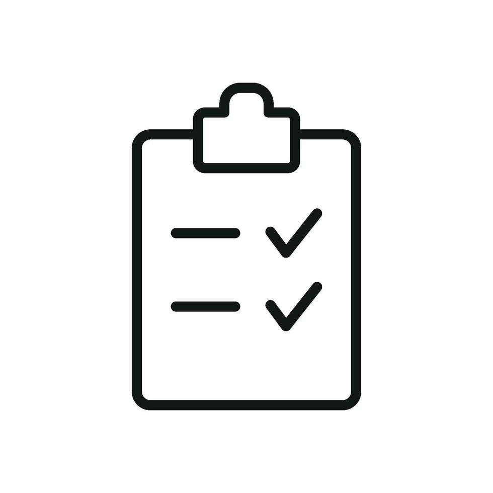 Outline clipboard icon for clean UI project tracking and minimal productivity tools vector
