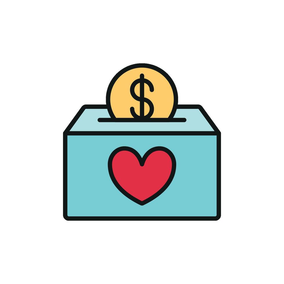 Coins into box icon for give back campaigns online charities and help platforms vector