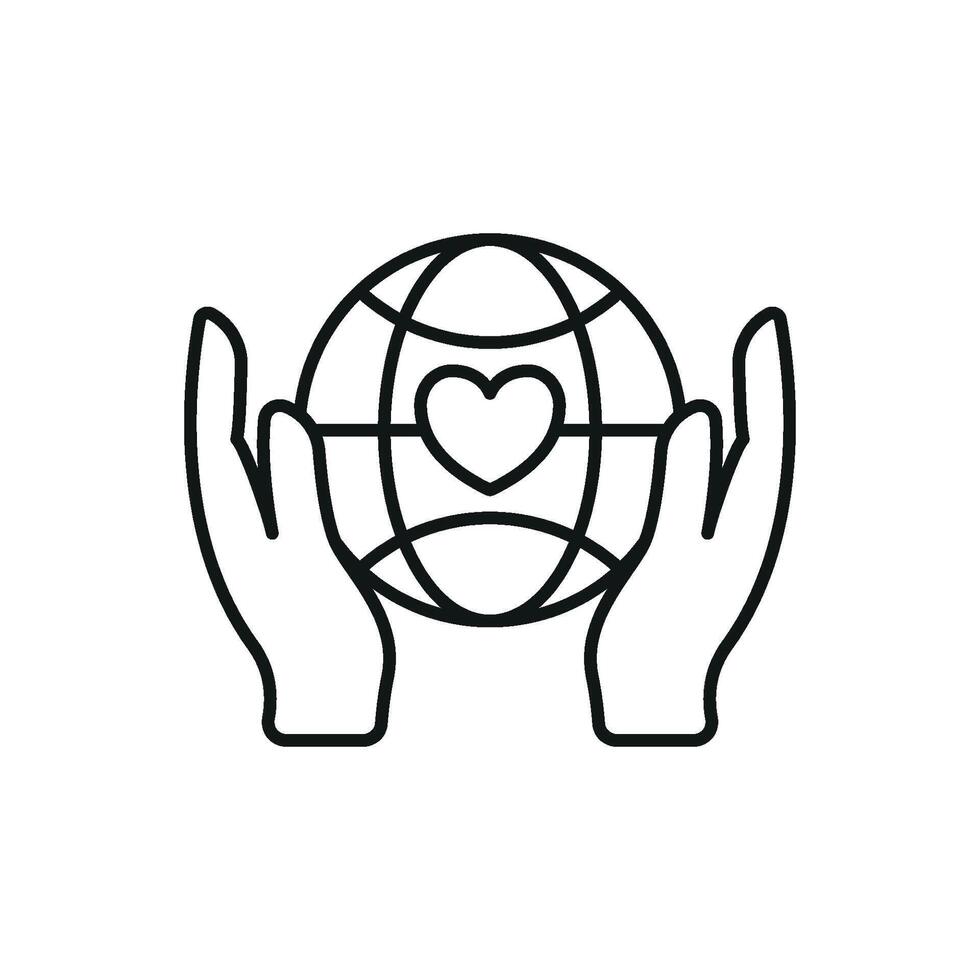 Earth and heart icon for environmental causes love the planet themes and eco content vector
