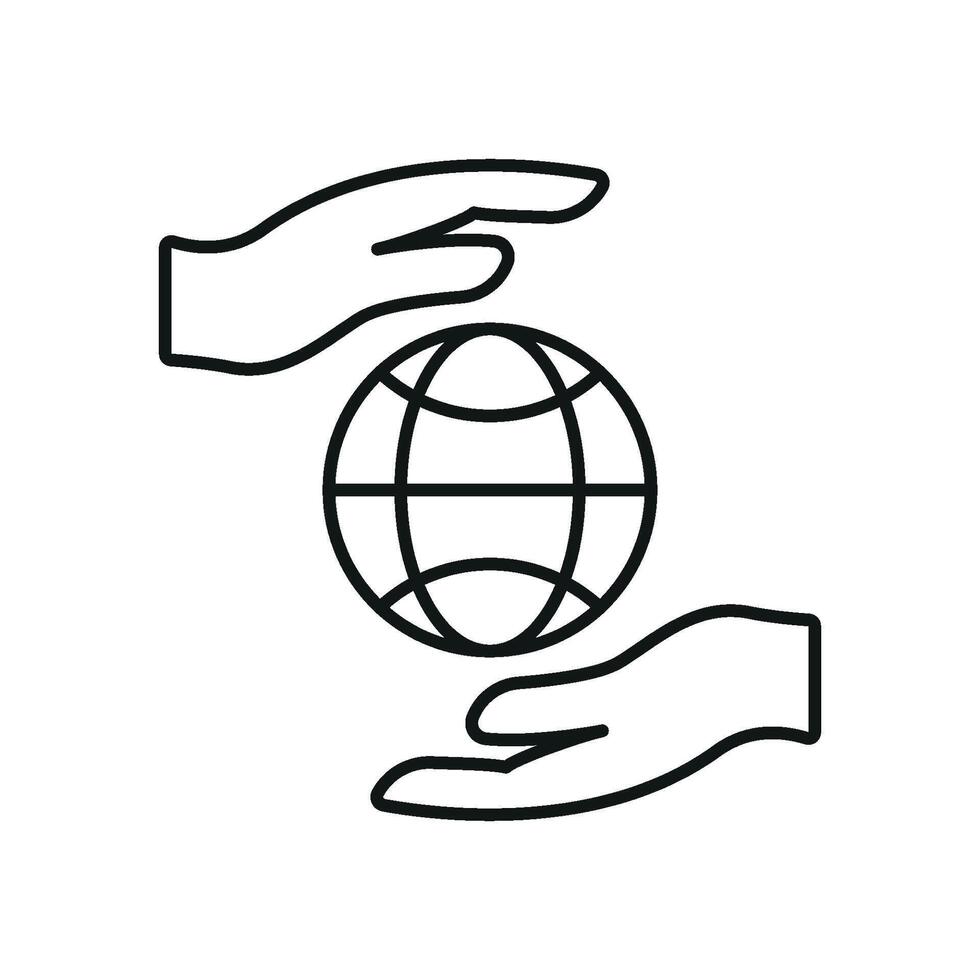 Minimal globe with heart icon for clean nonprofit branding peace messages and support vector