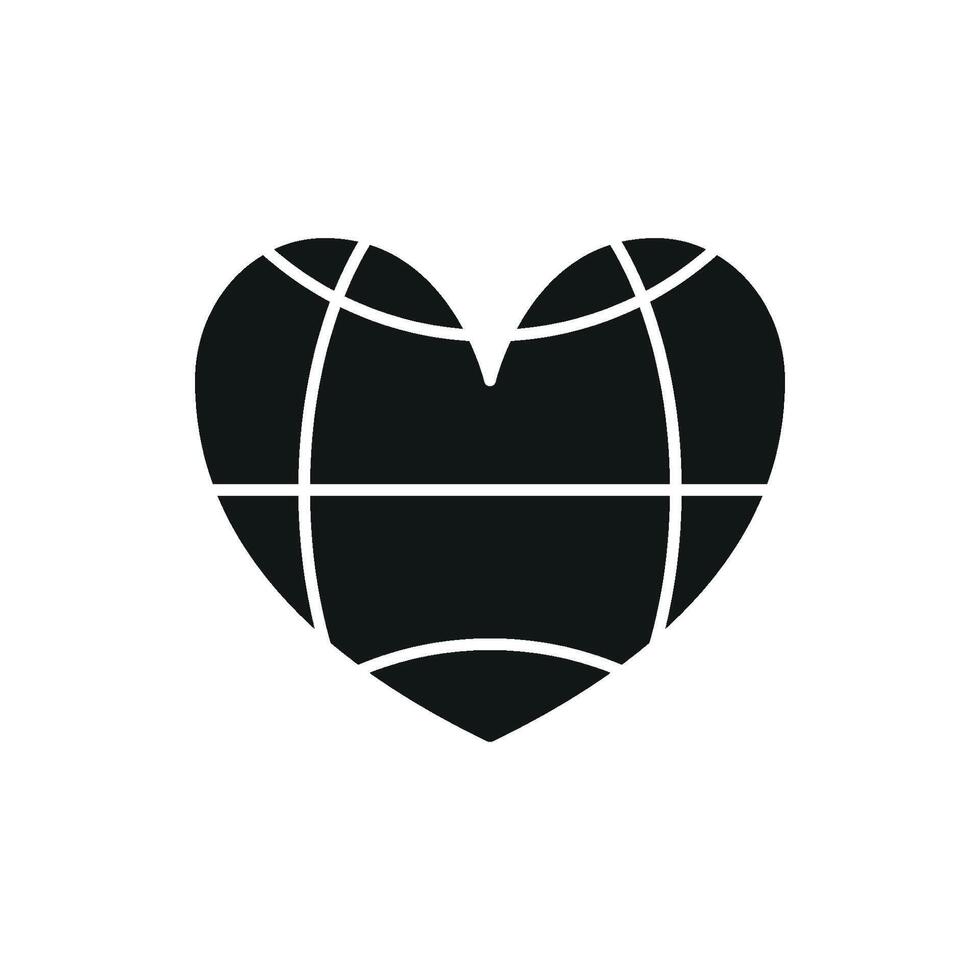 Cartoon style globe with heart icon for school projects youth programs and kindness posts vector