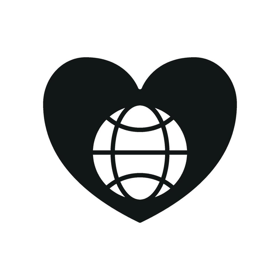 Heart globe icon perfect for global support graphics kindness visuals and charity events vector