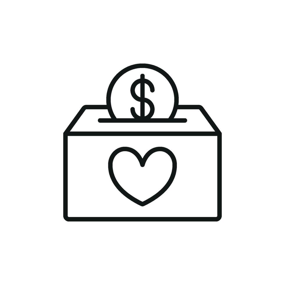 Coins in box icon for giving platforms nonprofit branding and volunteer projects vector