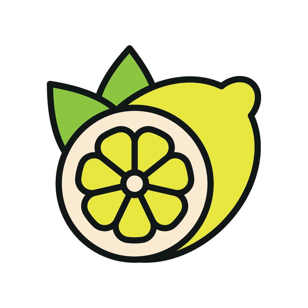 Lemon icon for fresh citrus branding natural food labels and summer drink designs vector