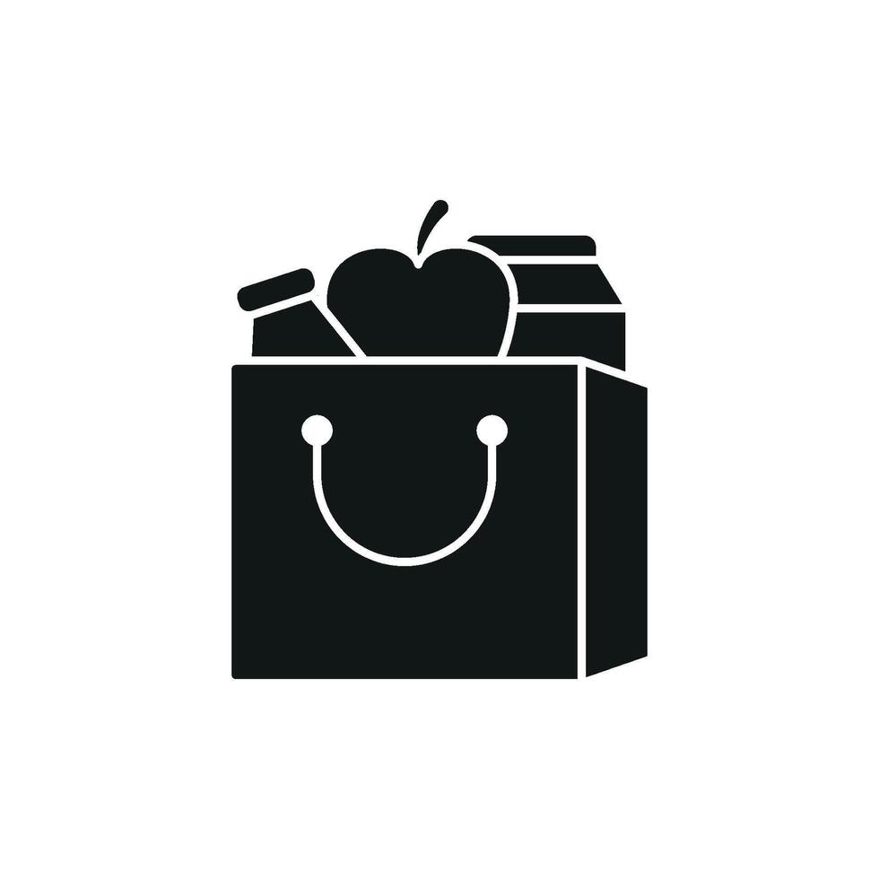 Cartoon food basket icon for kids nutrition projects fun shopping themes and food games vector