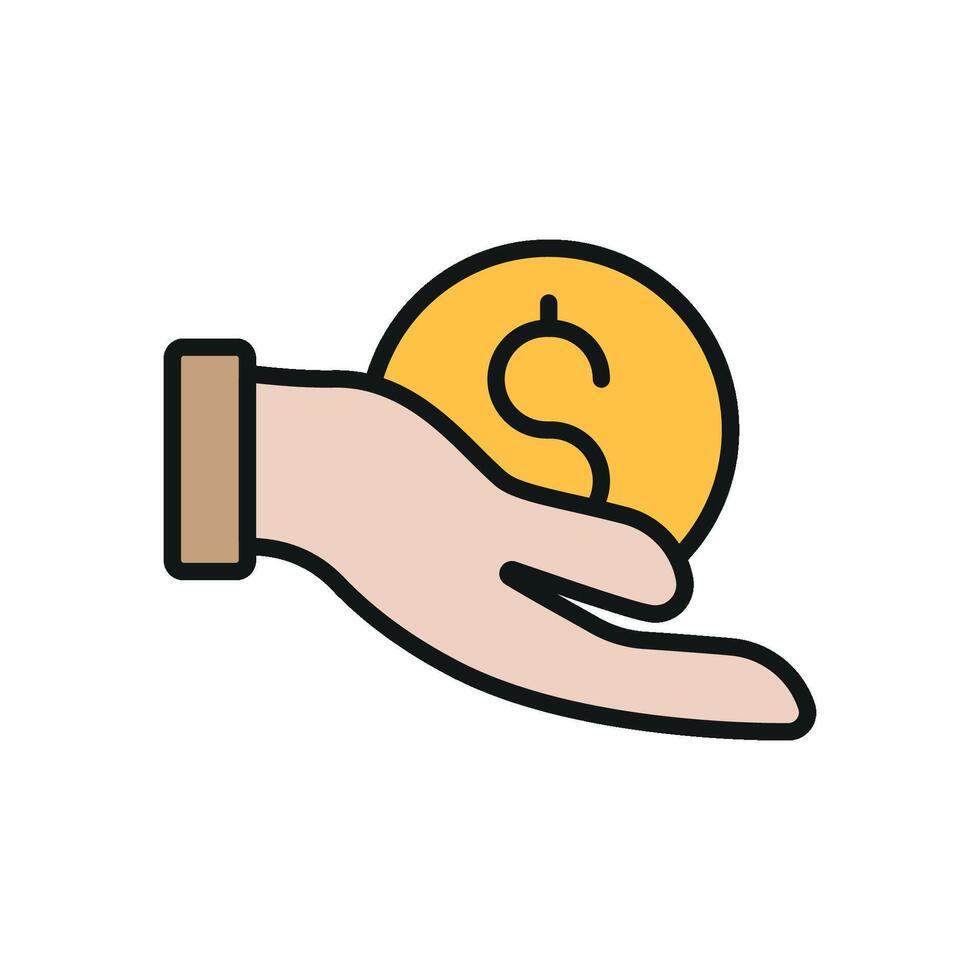 Giving money icon for helping hand concepts donation visuals and community care vector