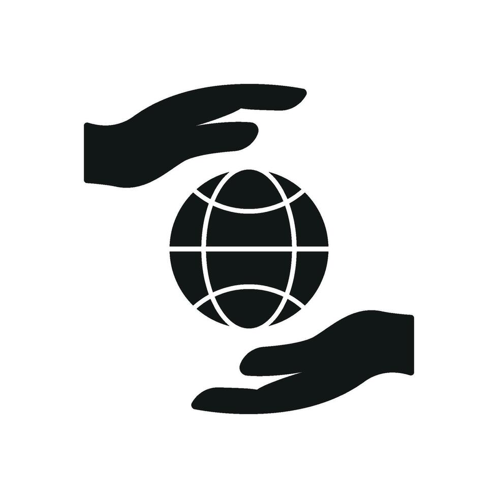 Globe and hands icon for social good visuals international help and peace campaigns vector
