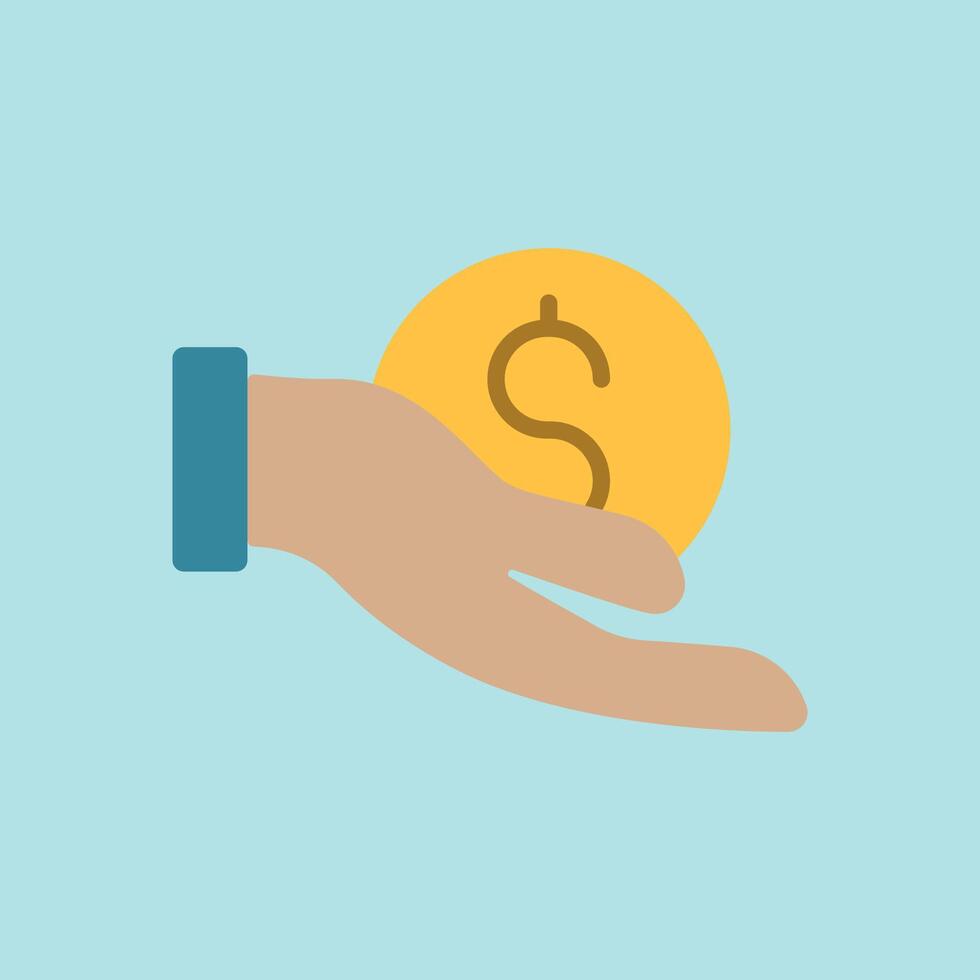 Hand and dollar icon for charity posts help campaigns and nonprofit branding vector