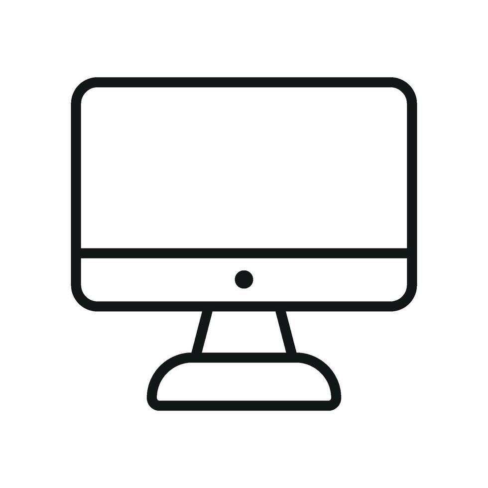Outline computer icon for clean web design UI kits and minimal tech content vector