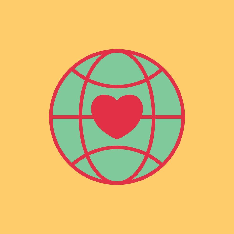 Globe care icon for helping hands themes nonprofit vector