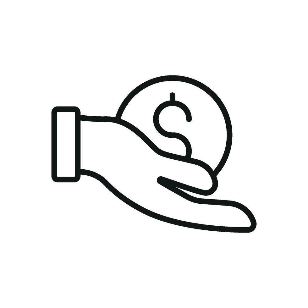 Dollar bill icon in hand for online payment tools financial aid and budgeting apps vector