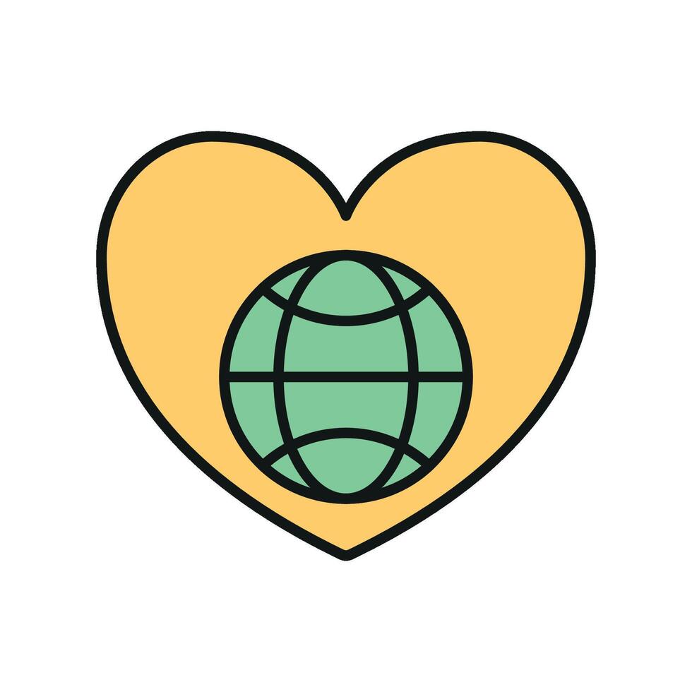 Line style globe with hands icon for clean design eco sites and global awareness posts vector