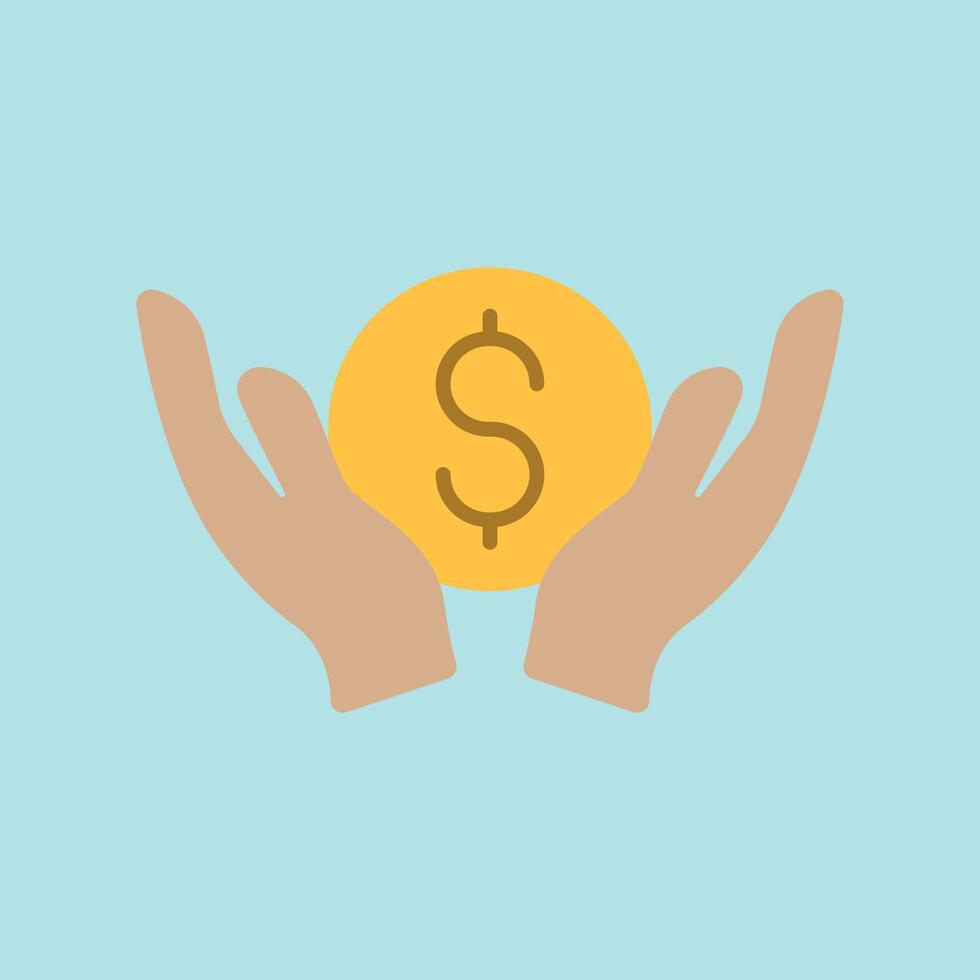 Bold dollar in hand icon for service pricing tools financial tools and payment options vector