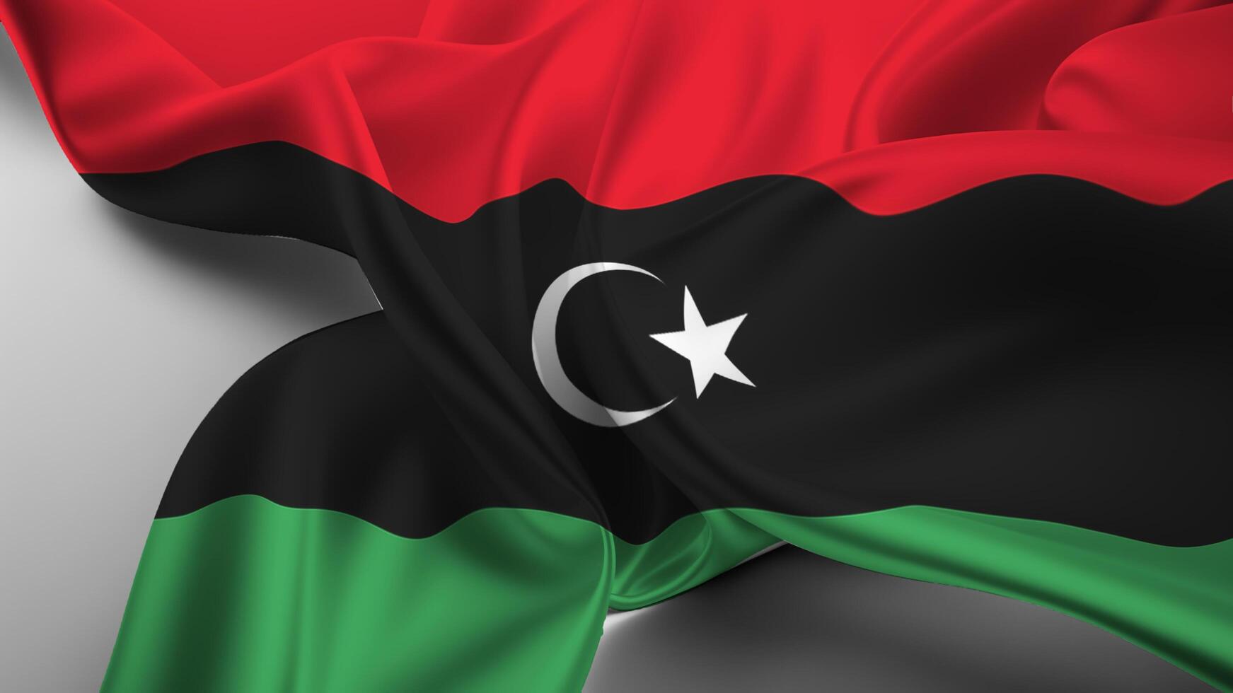 Libya flag waving in the wind 3d illustration photo