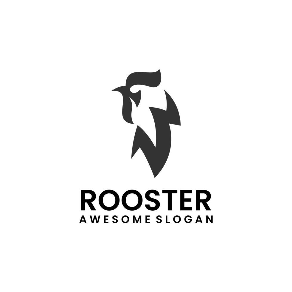 Rooster Flat Logo Design vector