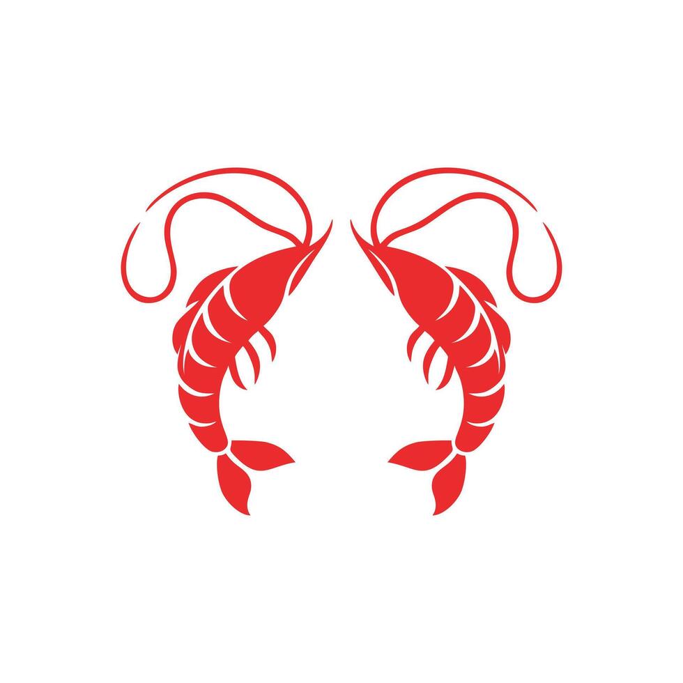 Shrimp Flat Logo Design vector