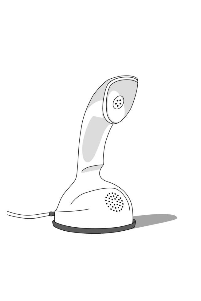 Art line Retro style old style standing phone. Phone coloring page vector