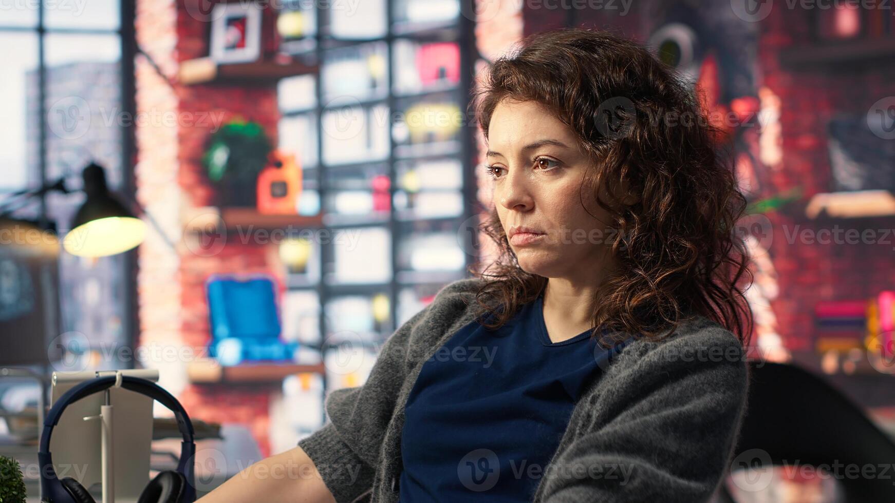 Digital media expert working on photo editing with professional software at creative agency, software tools. Using dual monitors to finish retouching with innovation in graphic design. Camera B.