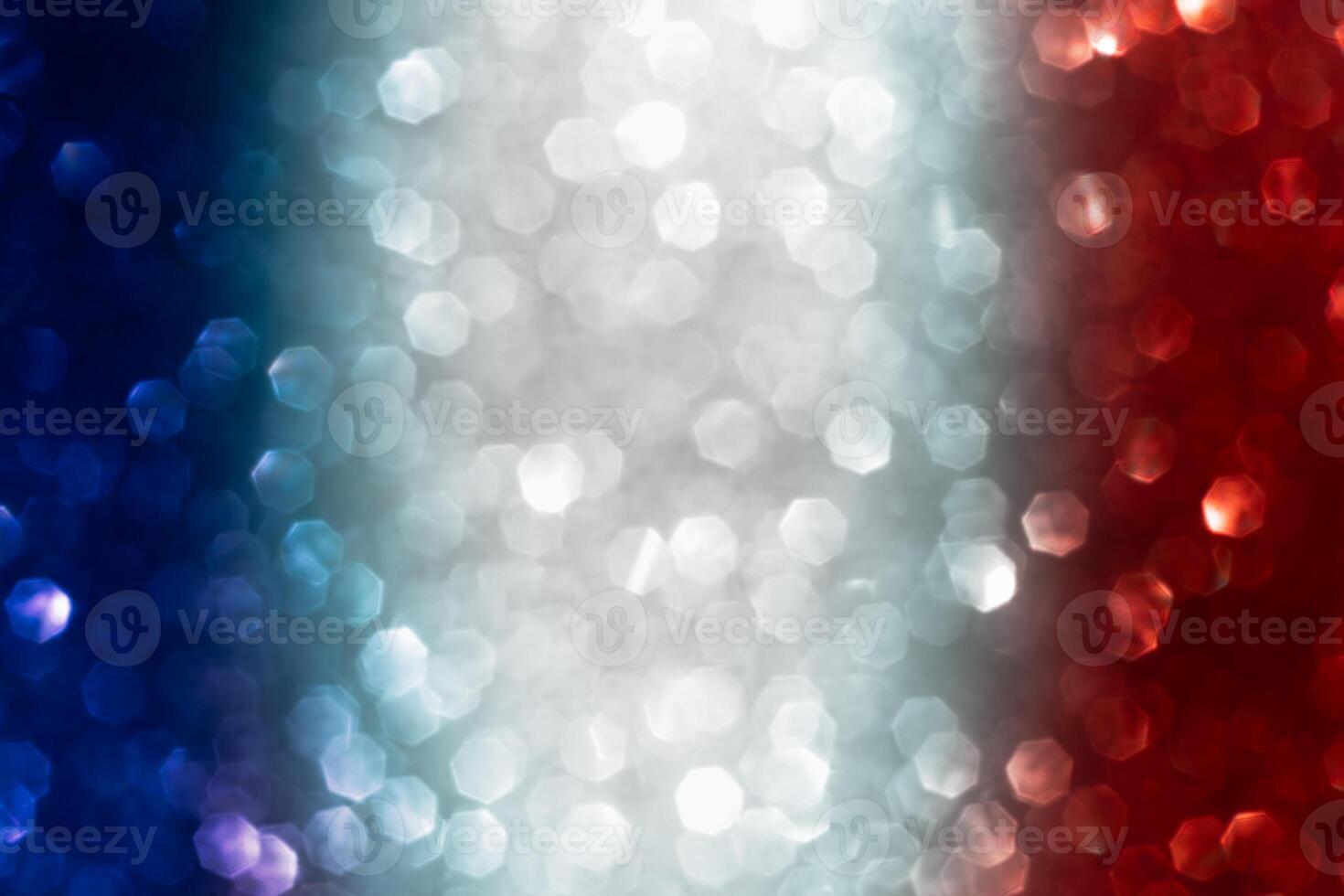 Patriotic red white blue glitter sparkle confetti bokeh background for party invite photo