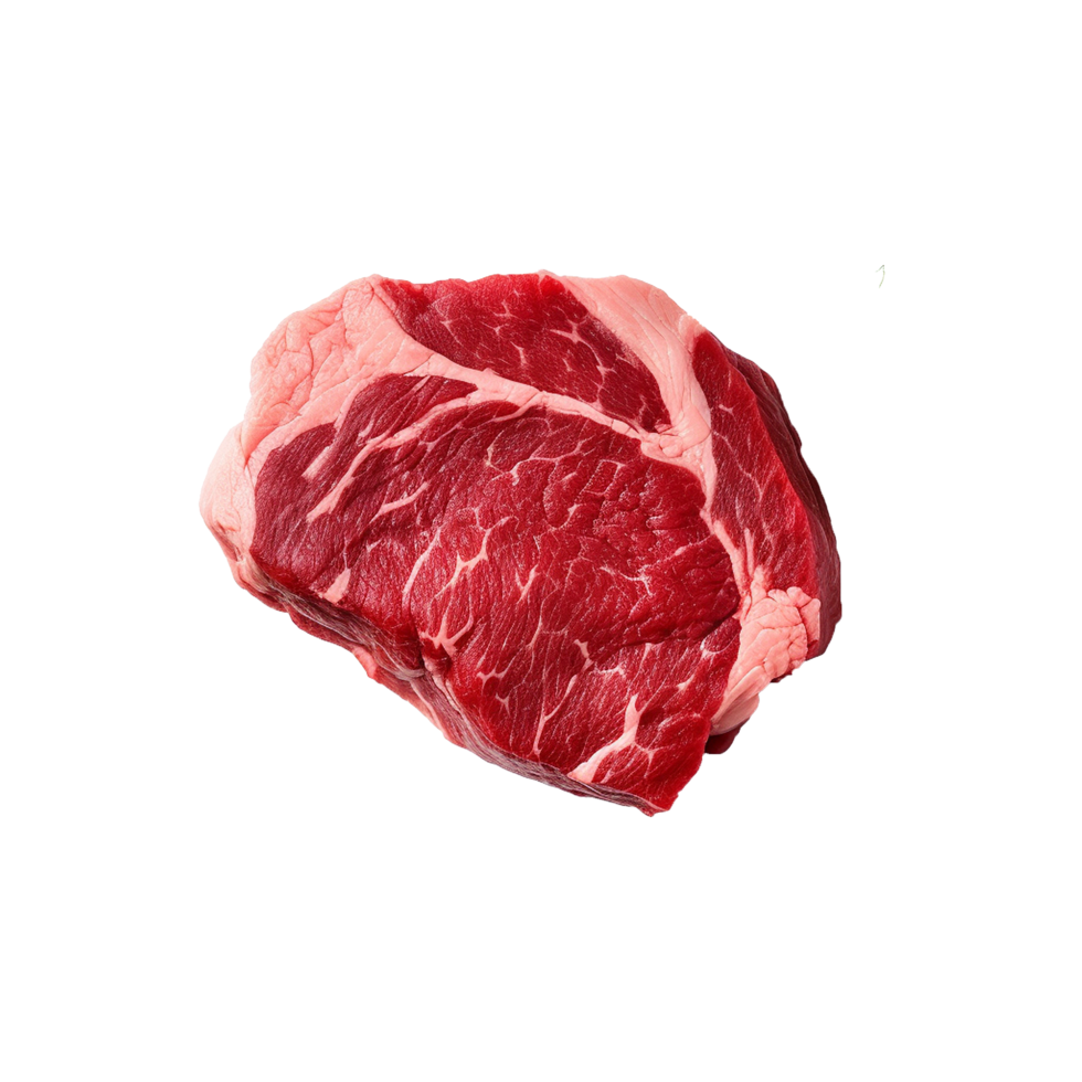 Raw beef on kitchen counter under natural light designed for premium food packaging cookbooks or high protein diet features png
