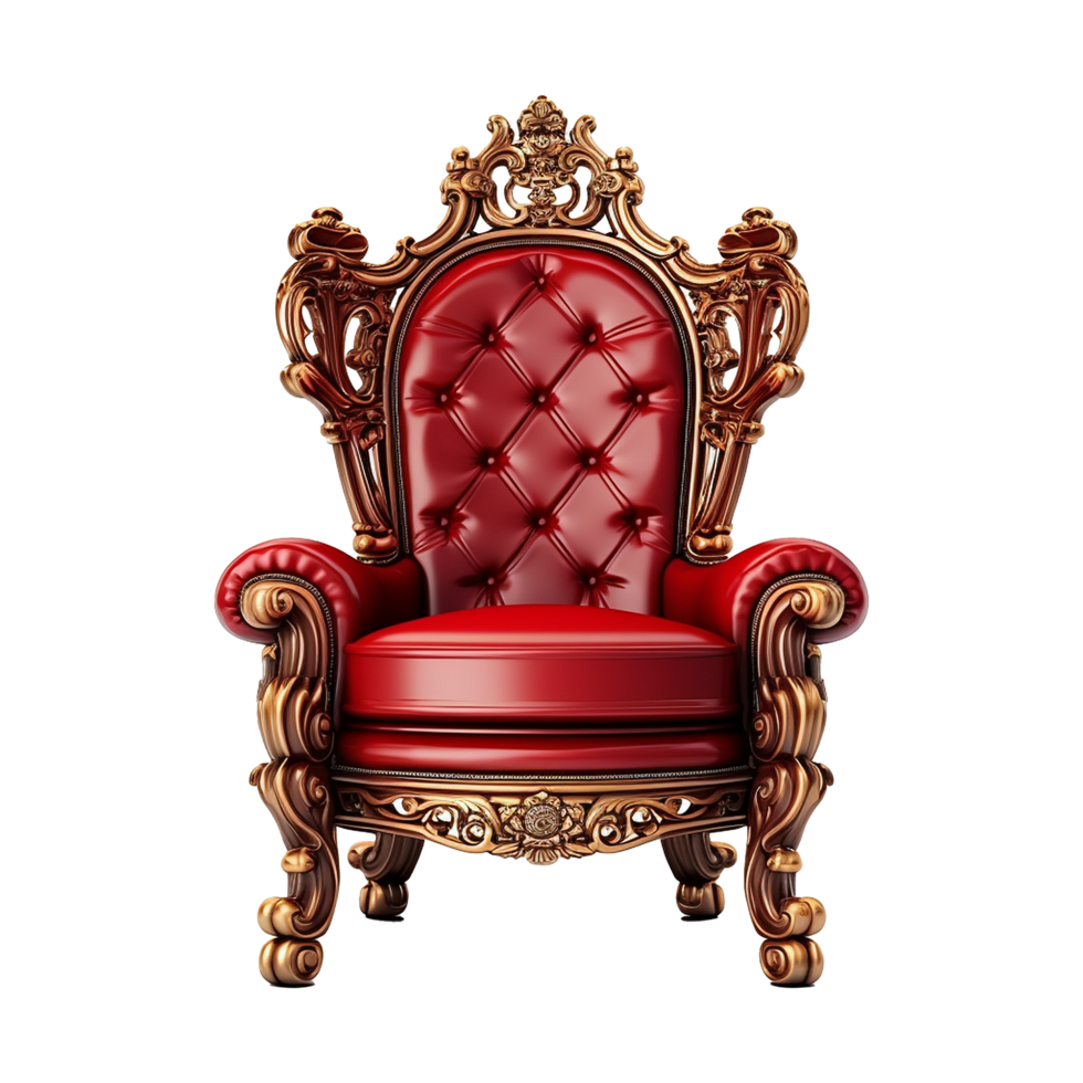 An aristocratic throne chair crafted from fine wood and ornate detailing fit for royalty or noble decor themes png