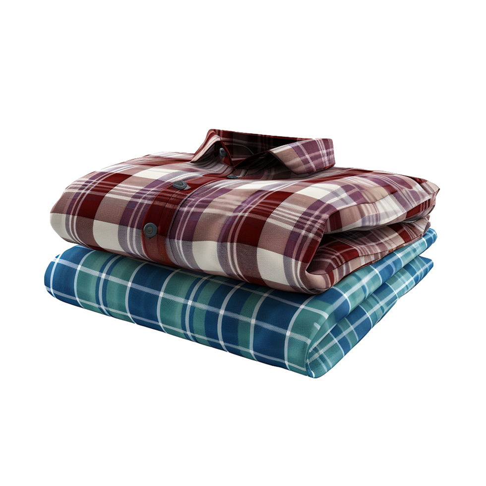 Minimalist folding shirt stack with clean lines on transparent background png