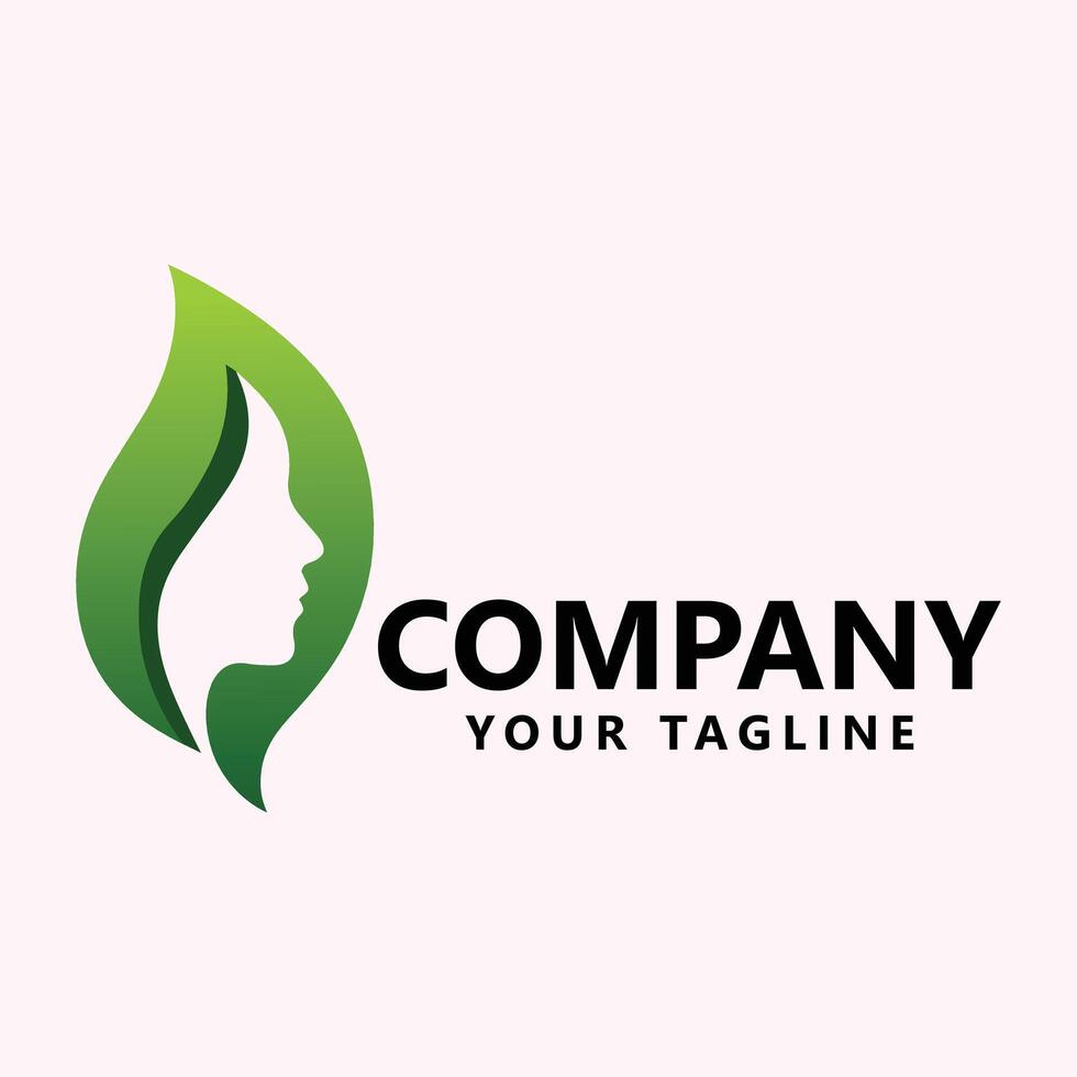 Green Leaf Face Logo Design for Branding and Business Identity vector