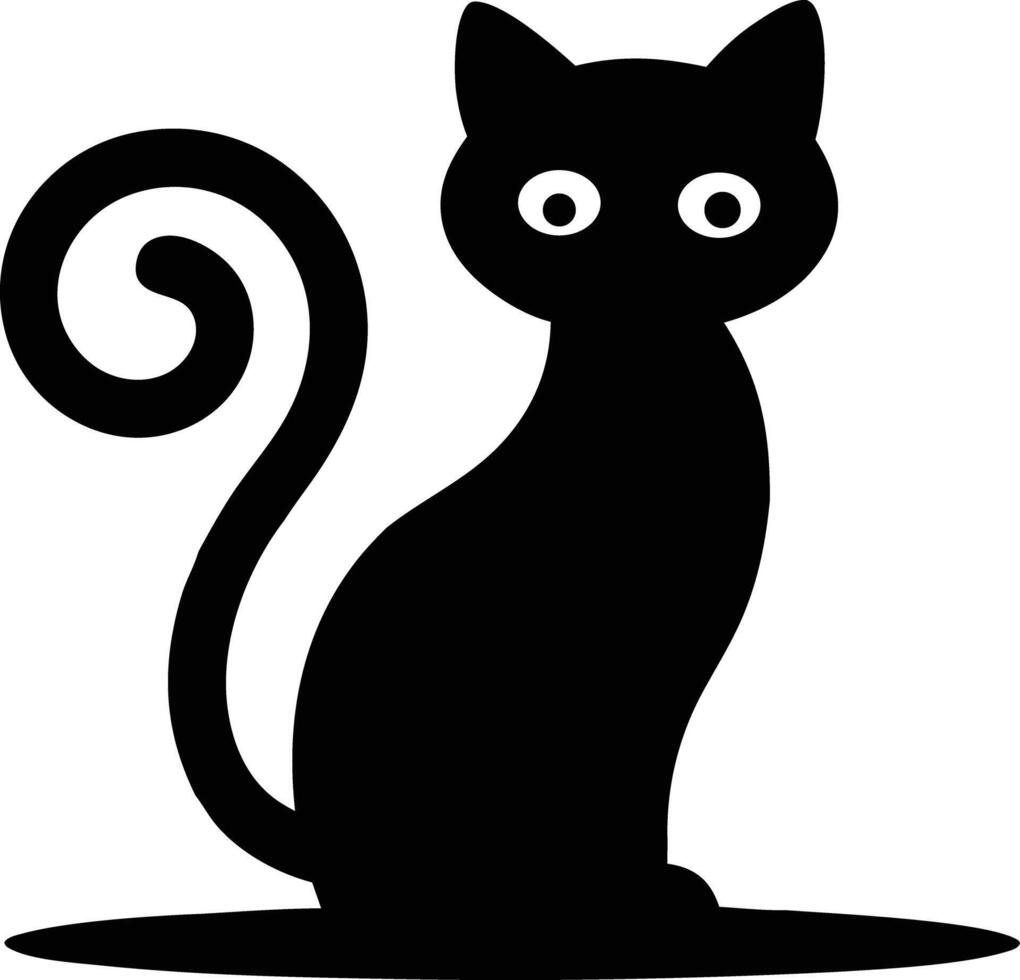 black cat with a tail vector