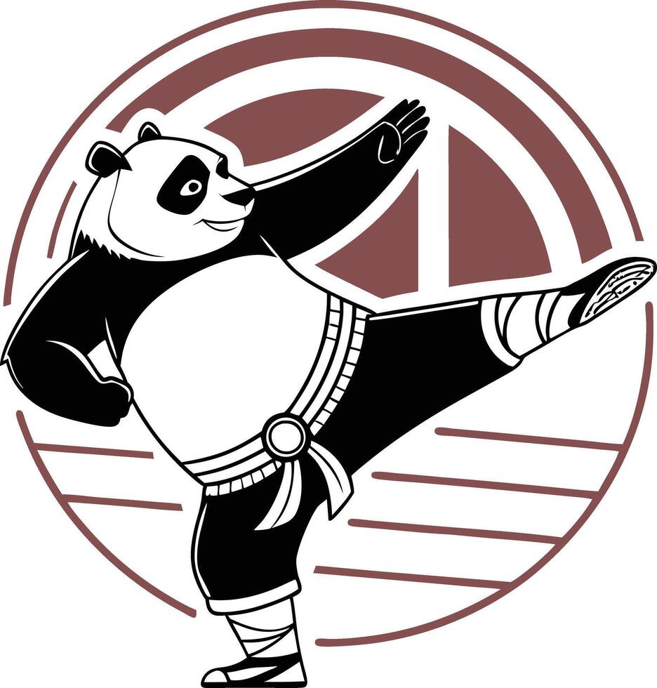Black Silhouette Kung Fu Panda Design for Art Projects vector