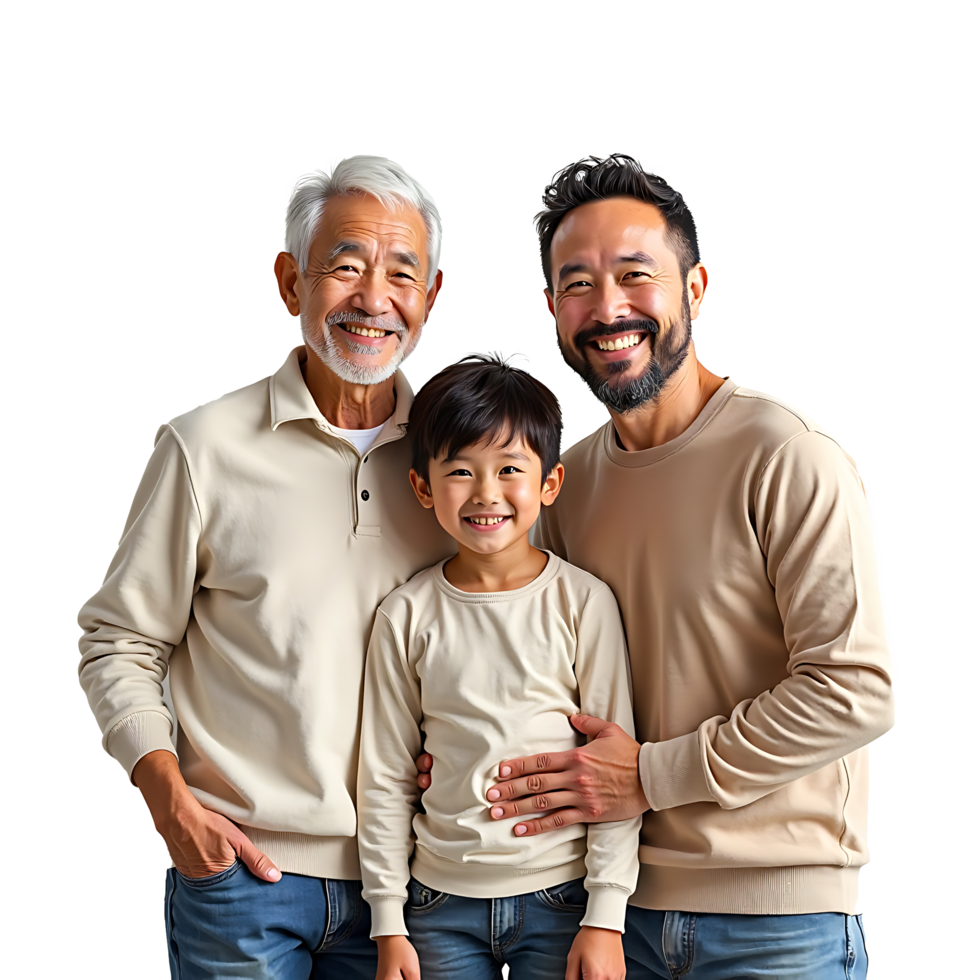 Multi-Generational Family with Grandfather png
