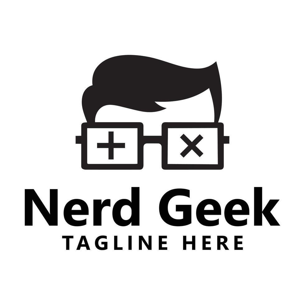 Nerd Geek Logo with Glasses and Mathematical Symbols vector
