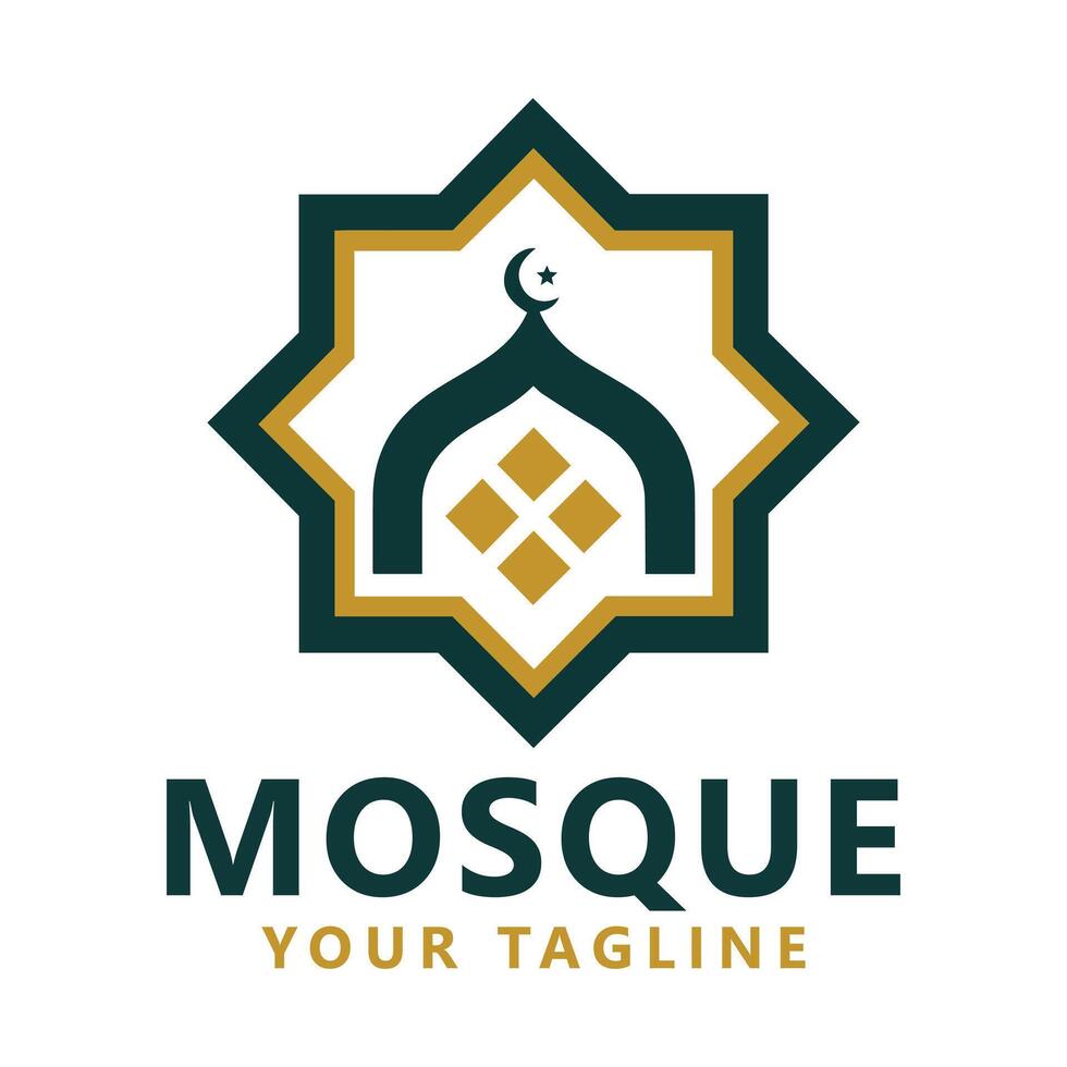 Elegant Mosque Logo Design with Islamic Architecture Elements vector