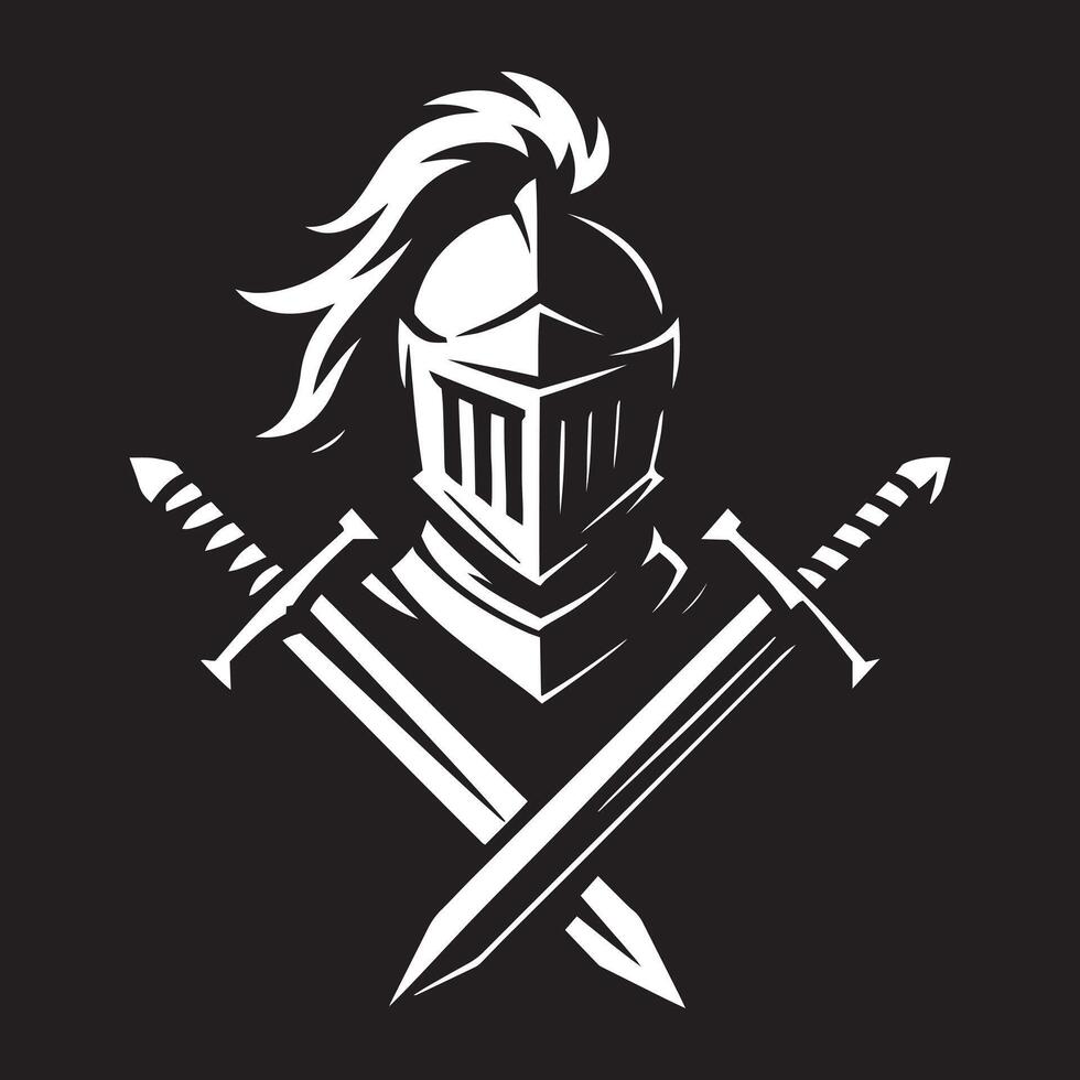 Knight Helmet with Crossed Swords Icon vector