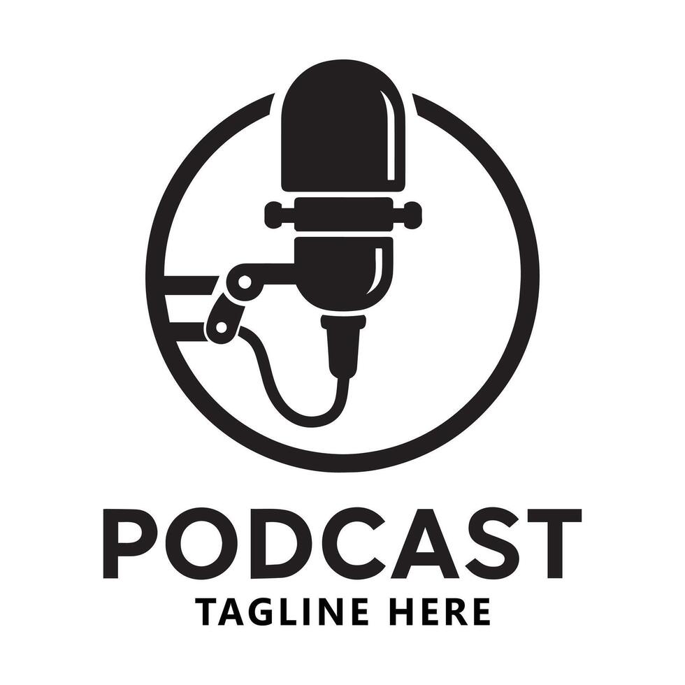 Podcast Microphone Icon with Tagline Placeholder vector