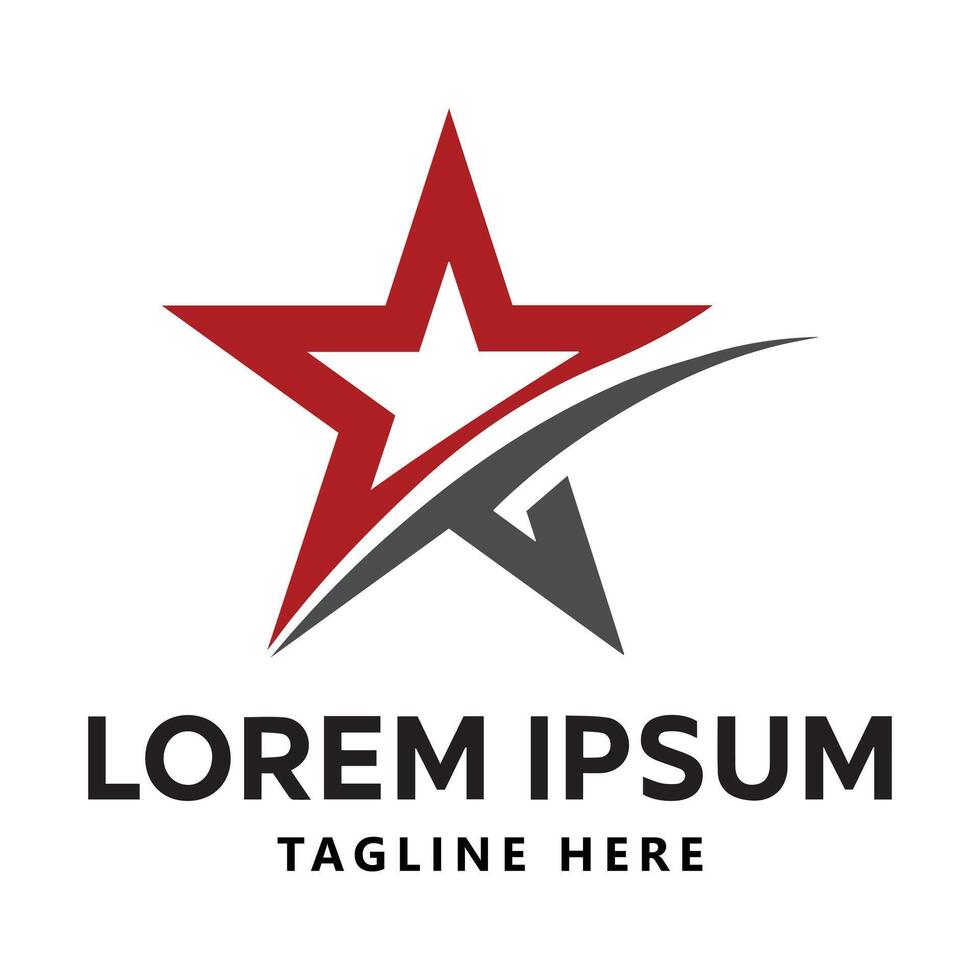 Red Star Logo with Dynamic Swoosh in Professional Design vector