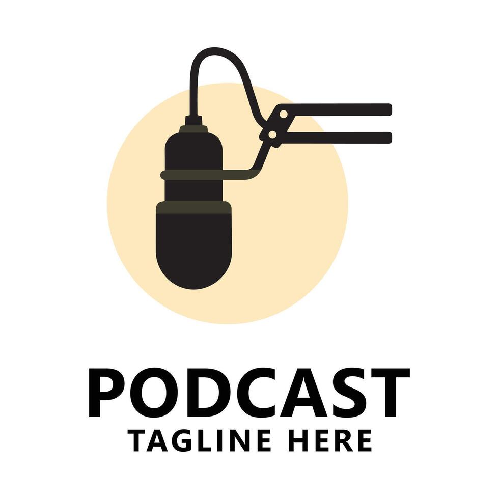Podcast Microphone Icon with Placeholder Text white background vector
