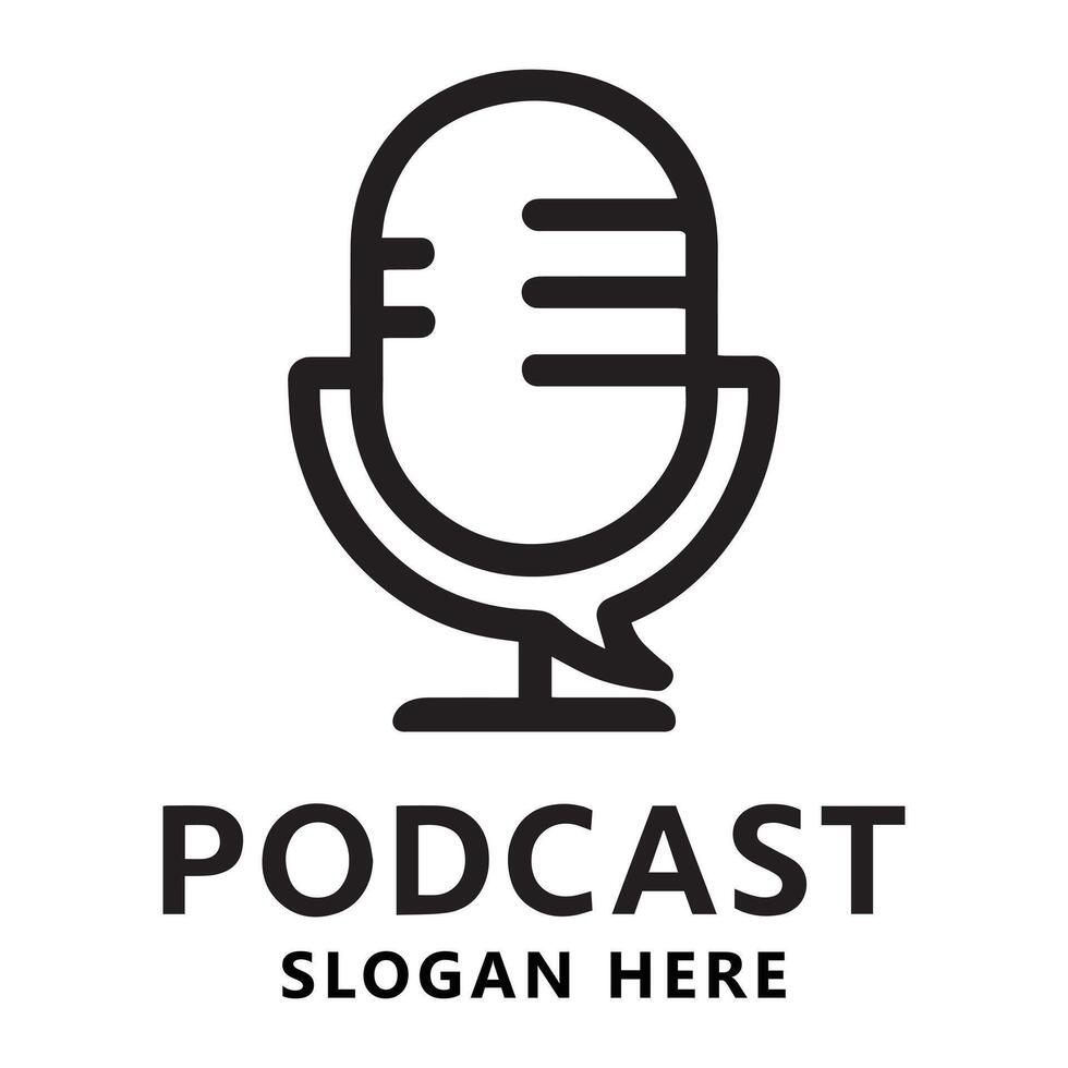 Podcast Microphone Icon with Placeholder Text vector