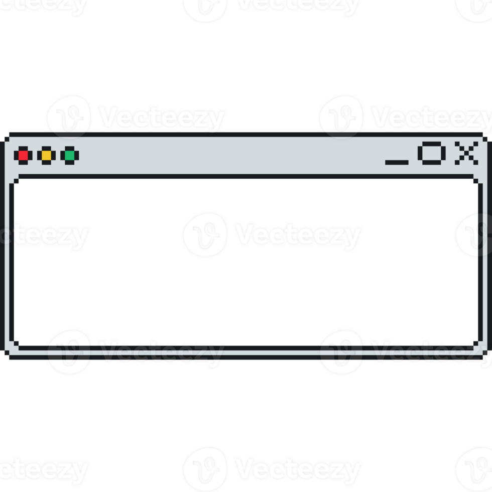 Pixel art computer window UI with retro interface and curved line png