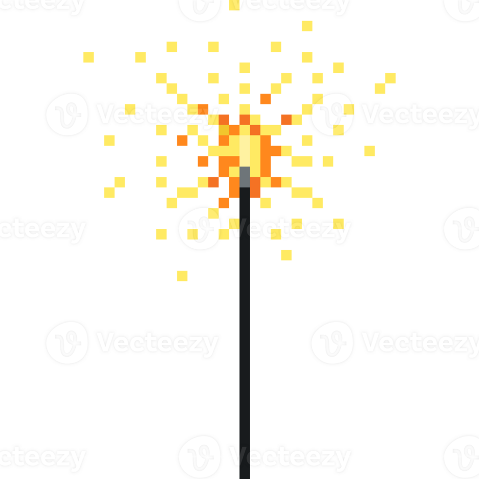 Pixel Art Sparkler Firework Illustration. Fireworks pixel art style png