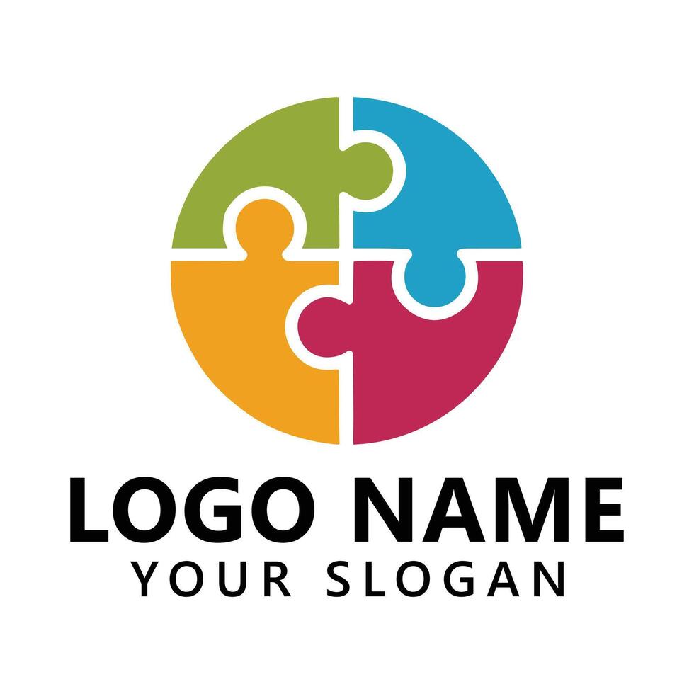 Puzzle and community social network logo icon illustration vecto vector