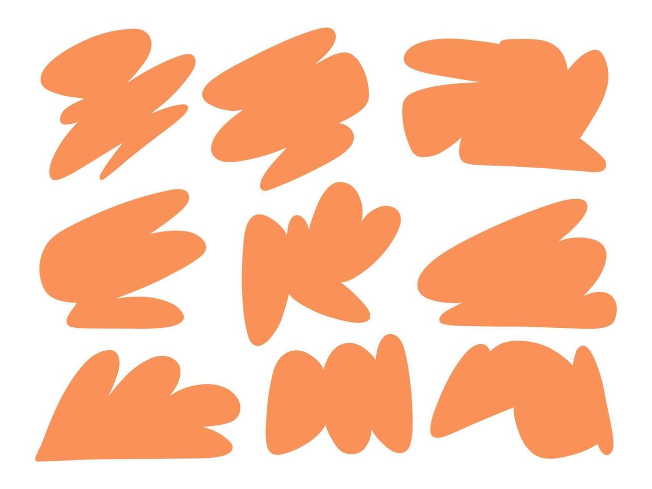 Freeform Abstract Orange Blob Shape. A vibrant collection of 9 freeform abstract blob elements featuring rounded edges, and playful silhouettes. Perfect for stickers, posters, and visual design vector