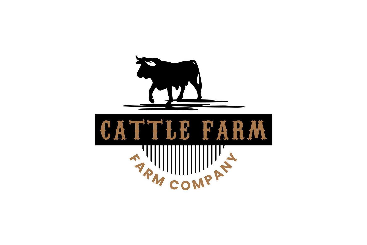 Rustic cattle farm logo design, ideal for agriculture, livestock branding, and ranch business identity. vector