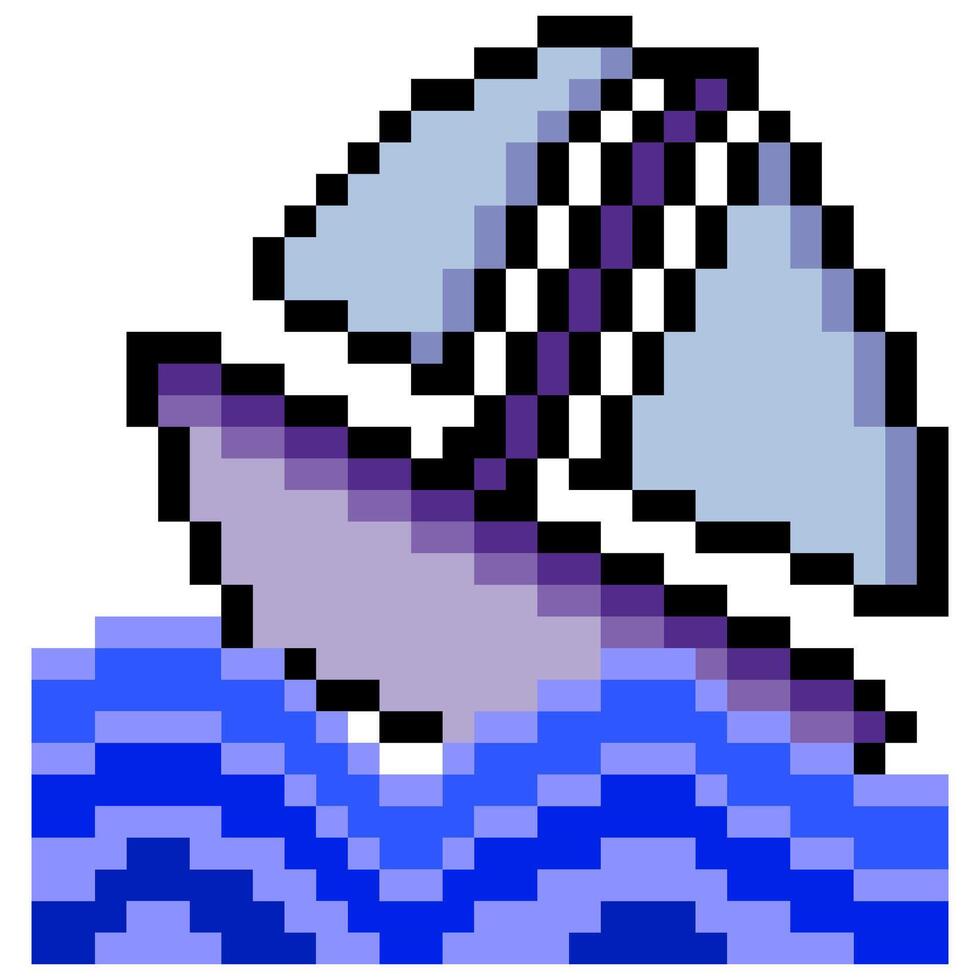 Sailboat in pixel art style vector